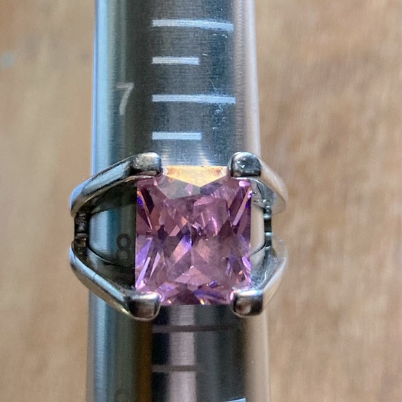 Silver with Pink Diamond Fashion Ring - Picture 6 of 6